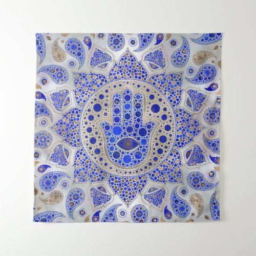 Hamsa Hand _Hand of Fatima on Mother of Pearl Tapestry