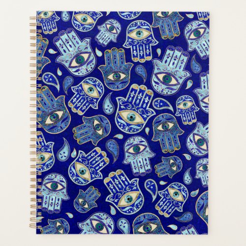 Hamsa Hand _ Hand of Fatima pattern Blue Minerals Planner