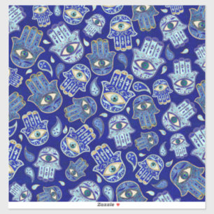 Hamsa Hand - Hand of Fatima pattern Blue Minerals Sticker