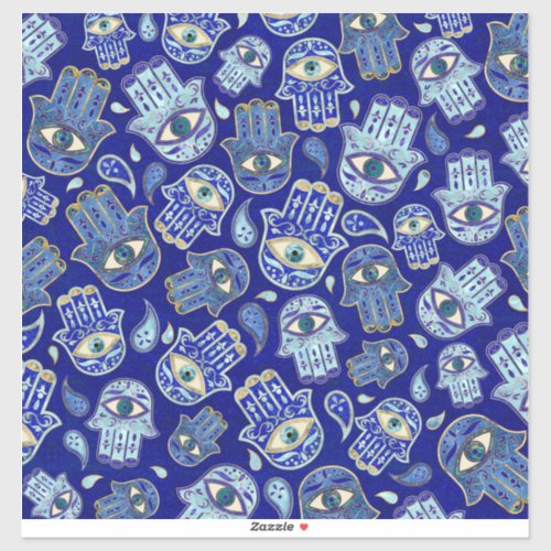 Hamsa Hand _ Hand of Fatima pattern Blue Minerals Sticker