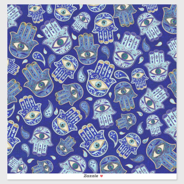 Hamsa Hand - Hand of Fatima pattern Blue Minerals Sticker (Sheet)