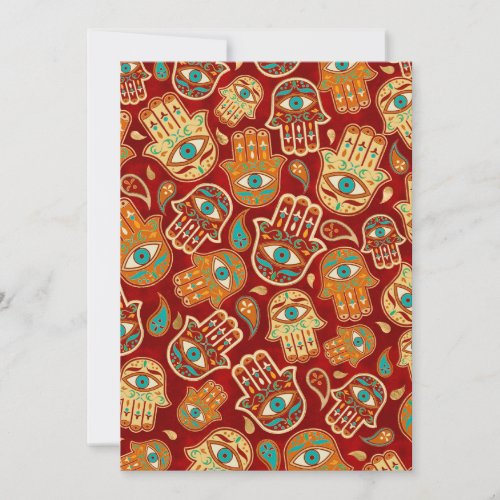 Hamsa Hand _ Hand of Fatima Teal Terracotta Holiday Card