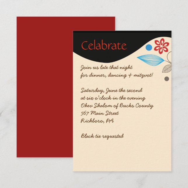 HAMSA HAND Jewish Wedding Invitation Party Card (Front/Back)