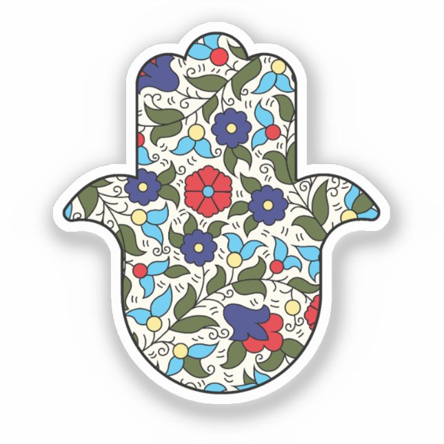 Hamsa Hand Khalili Floral Sticker (Front)