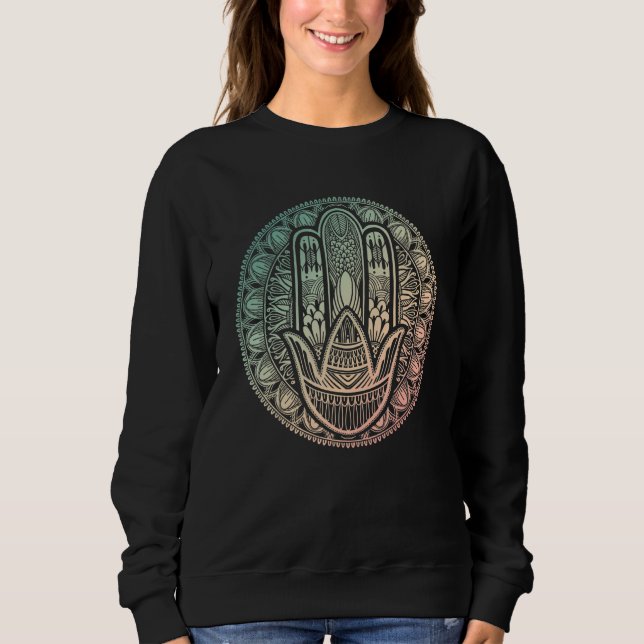 Hamsa Hand Mandala Hindu Yoga Meditation Spiritual Sweatshirt (Front)
