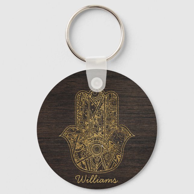 HAMSA Hand of Fatima symbol amulet design Keychain (Front)