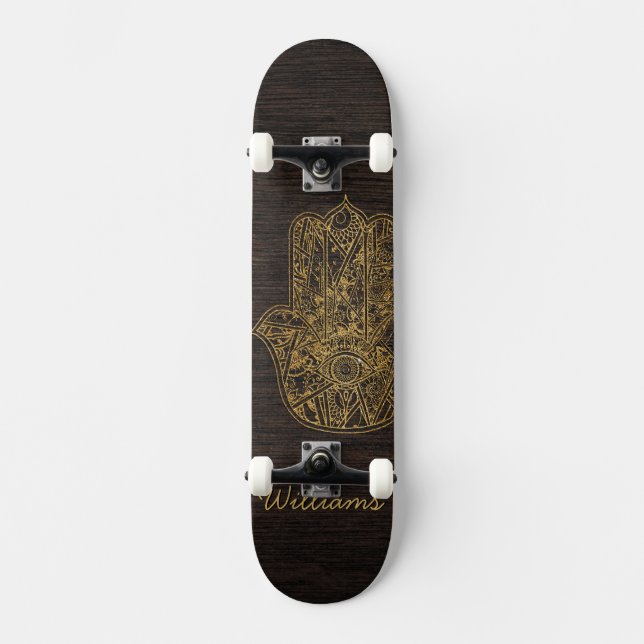 HAMSA Hand of Fatima symbol amulet design Skateboard Deck (Front)