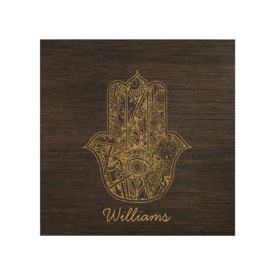 Hamsa Hand Of Fatima Symbol Amulet Design Wood Wall Decor Zazzle Com