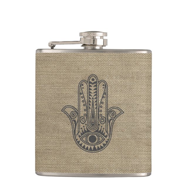 HAMSA Hand of Fatima symbol amulet Flask (Front)