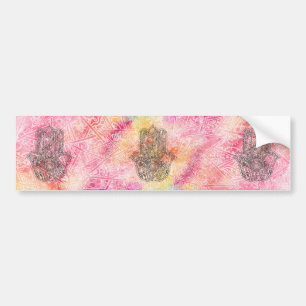HAMSA Hand of Fatima symbol amulet Henna floral Bumper Sticker