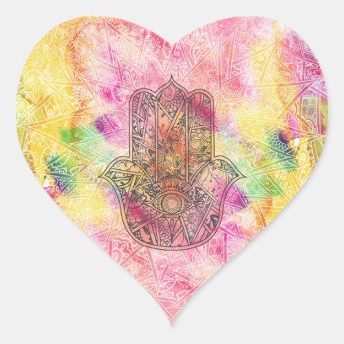 HAMSA Hand of Fatima symbol amulet Henna floral Heart Sticker