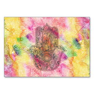 HAMSA Hand of Fatima symbol amulet Henna floral Table Number