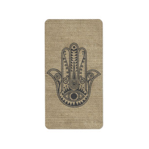HAMSA Hand of Fatima symbol amulet Label