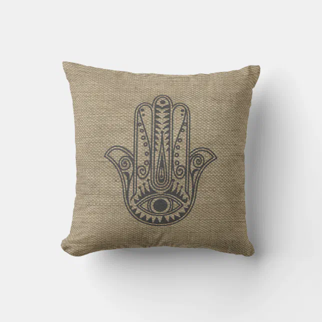 HAMSA Hand of Fatima symbol amulet Throw Pillow | Zazzle