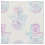 Hamsa Hand Pattern Purple and Blue Fabric