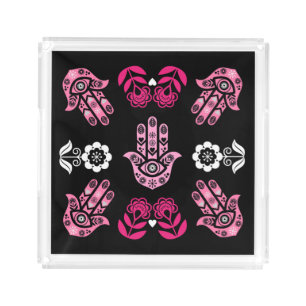 Hamsa Hand Protection Art Acrylic Tray