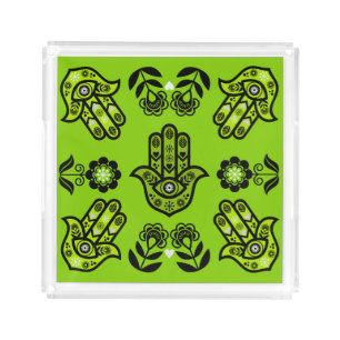Hamsa Hand Protection Art Acrylic Tray