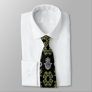 Hamsa Hand Protection Art Neck Tie