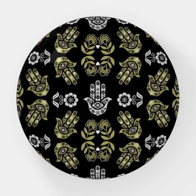 Hamsa Hand Protection Art Paperweight (Front)