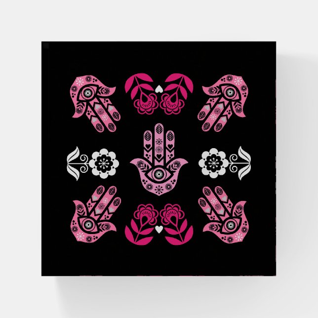 Hamsa Hand Protection Art Paperweight (Front)