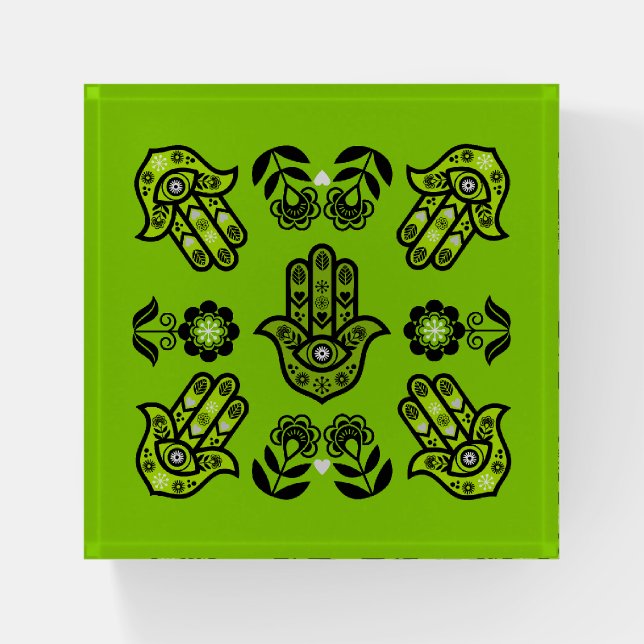 Hamsa Hand Protection Art Paperweight (Front)