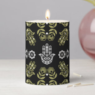 Hamsa Hand Protection Art Pillar Candle