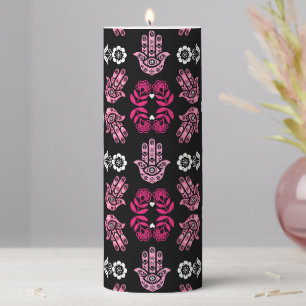 Hamsa Hand Protection Art Pillar Candle
