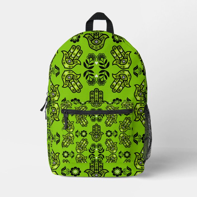 Hamsa Hand Protection Art Printed Backpack (Front)