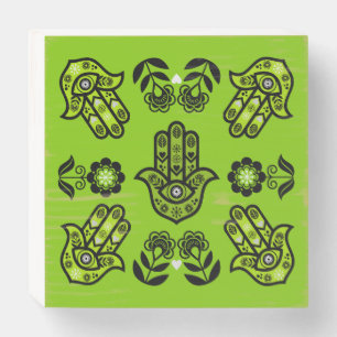 Hamsa Hand Protection Art Wooden Box Sign