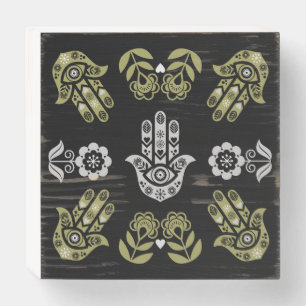 Hamsa Hand Protection Art Wooden Box Sign