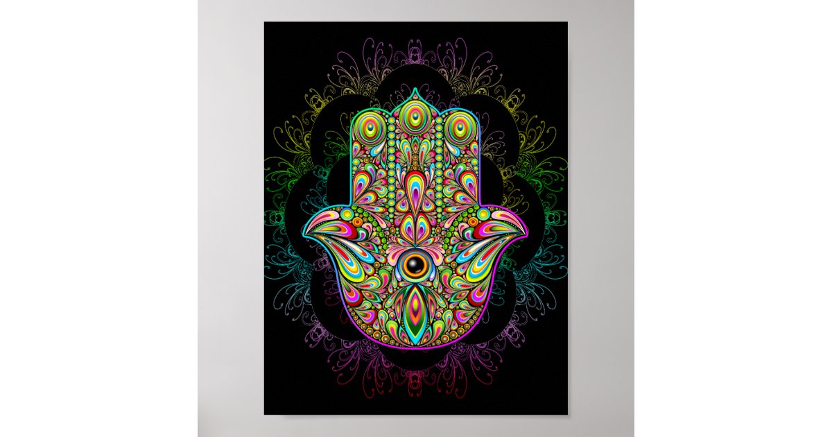 Hamsa Hand Psychedelic Art Poster | Zazzle