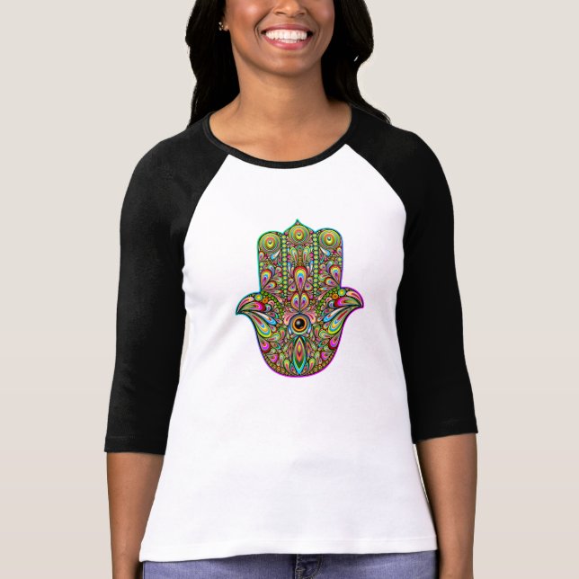 Hamsa Hand Psychedelic Art T-Shirt (Front)