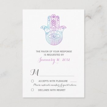 Hamsa Hand Purple And Blue Wedding Rsvp by prettypicture at Zazzle