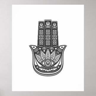 Hamsa hand spiritual geometric evil eye meditation poster