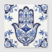 Hamsa Hand Symbol - Blue and White Hand of Fatima (Front)