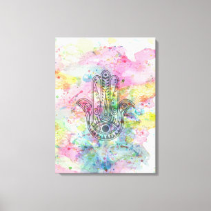 HAMSA Hand Symbol Colorful Watercolor Canvas Print