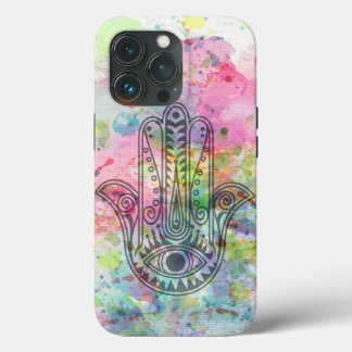 HAMSA Hand Symbol Colorful Watercolor iPhone 13 Pro Case