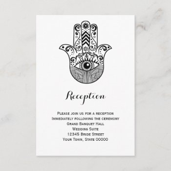 Hamsa Hand Wedding Reception Info Card by prettypicture at Zazzle