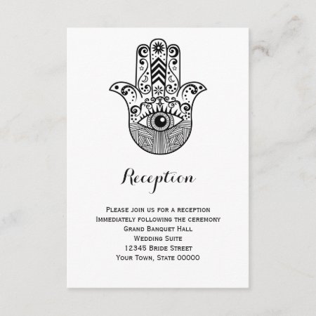 Hamsa Hand Wedding Reception Info Card