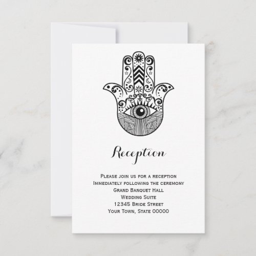 Hamsa hand Wedding Reception Info Card