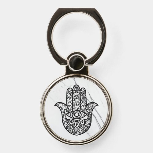 Hamsa hand white marble phone ring stand