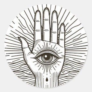 Hamsa Hand with and eye art illustration Classic Round Sticker