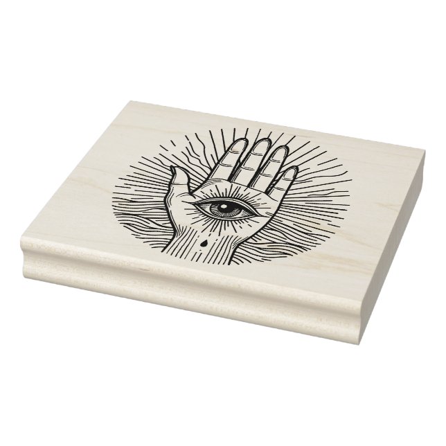 Hamsa Hand with and eye art illustration Rubber Stamp (Stamp)