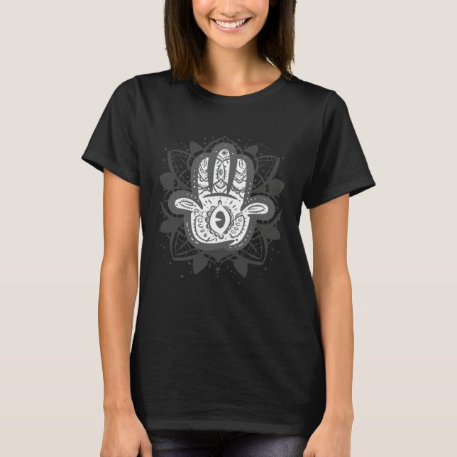 Hamsa Hand Womens Henna Style Tattoo Fun T-Shirt (Front)