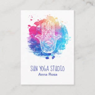 *~* Hamsa Hand Yoga Sacred Eye Watercolor Business Card