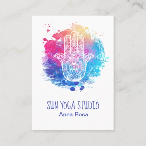  Hamsa Hand Yoga Sacred Eye Watercolor Business Card
