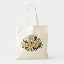 Hamsa Hands with Vanilla Flowers & Evil Eye