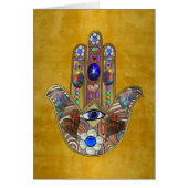 Hamsa Hearts Flowers Opal Art on Gold (Front)