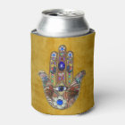 Hamsa Hearts Flowers Opal Art on Gold