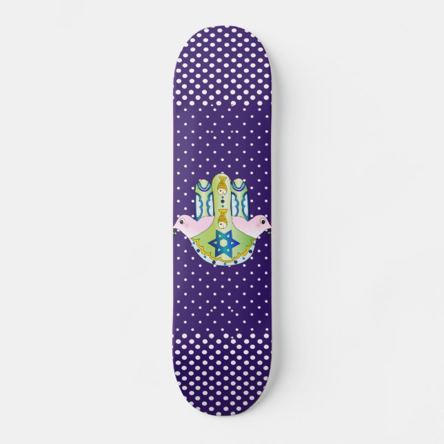Hamsa judaica skateboard deck (Front)